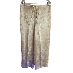 NWT Donna Karan Cream Floral Silk Pants Women Size L